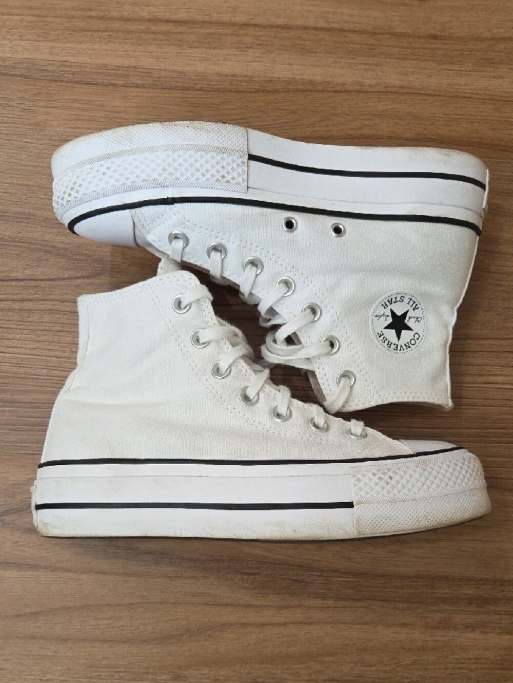 Converse White High Top Platform Sneakers - Picture 2 of 7